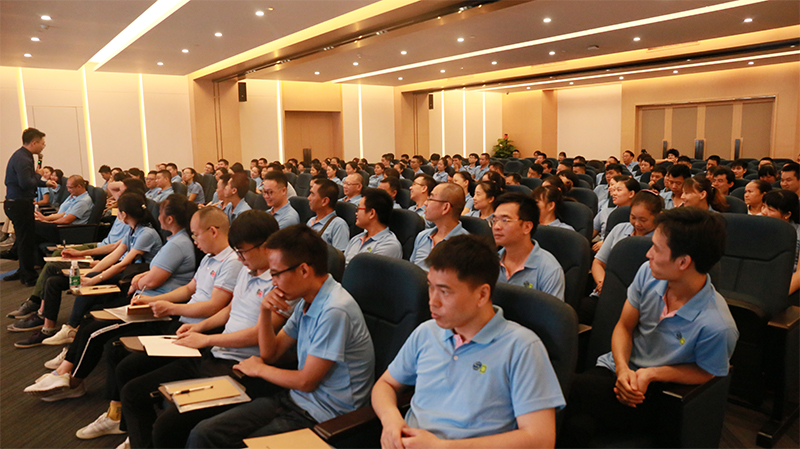 Team members attending corporate culture training by Topolider at Store Display Group's 13th Anniversary event.
